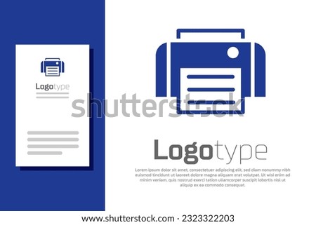 Blue Printer icon isolated on white background. Logo design template element. Vector