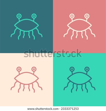 Pop art line Pastafarianism icon isolated on color background.  Vector Illustration