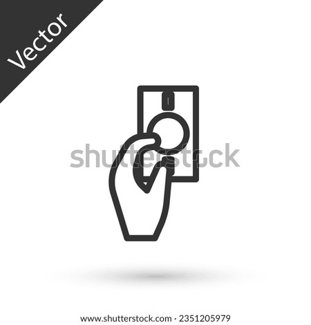 Grey line Hand holding money icon isolated on white background. Dollar or USD symbol. Cash Banking currency sign.  Vector Illustration