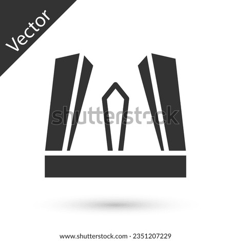 Grey Gate of Europe icon isolated on white background. The Puerta de Europa towers. Madrid city, Spain. Vector