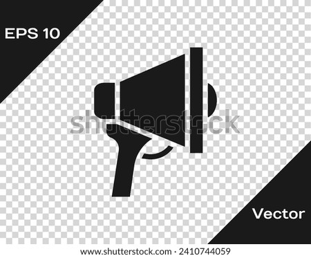 Black Megaphone icon isolated on transparent background. Speaker sign.  Vector