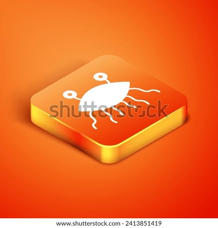 Isometric Pastafarianism icon isolated on orange background.  Vector Illustration