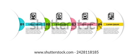 Set line PSD file document, RAW, MP3 and GIF. Business infographic template. Vector