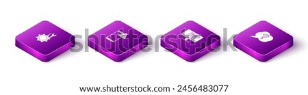 Set Isometric Wrench and screwdriver in gear, Mobile with exclamation mark, Monitor FAQ information and Speech bubble Question icon. Vector
