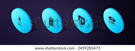 Set Isometric Hypnosis, Lungs x-ray diagnostics, Trash can and Cigarette butt icon. Vector