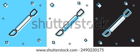 Set Cuticle pusher icon isolated on blue and white, black background. Tool for manicure.  Vector