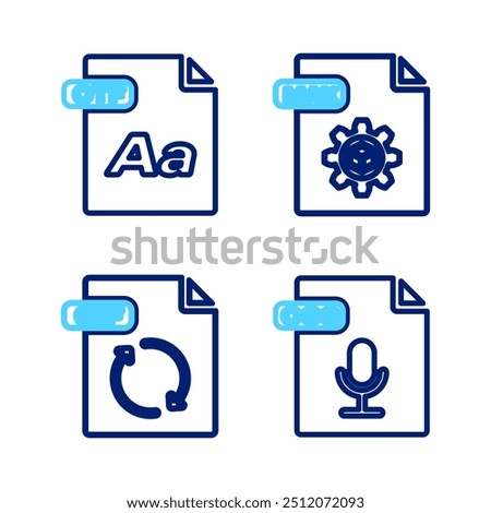 Set line OGG file document, GIF, MAX and OTF icon. Vector