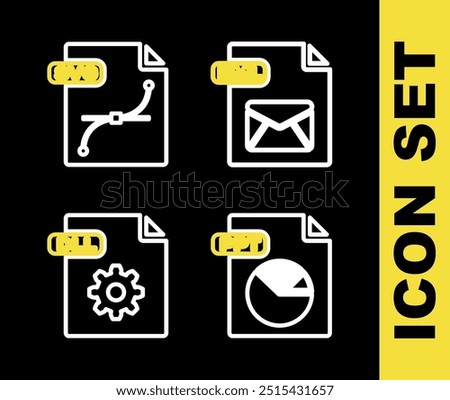 Set line EML file document, PPT, DLL icon. Vector