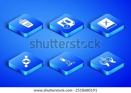 Set Lungs, Trash can, Cigarette butt, Candy, x-ray diagnostics and Book with stop cigarette icon. Vector