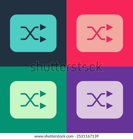 Pop art Arrow shuffle icon isolated on color background.  Vector