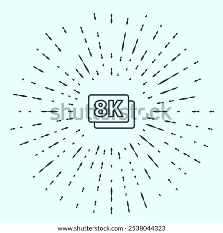 Black line 8k Ultra HD icon isolated on grey background. Abstract circle random dots. Vector