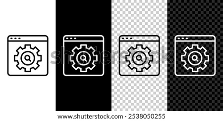 Set line Browser setting icon isolated on black and white, transparent background. Adjusting, service, maintenance, repair, fixing.  Vector