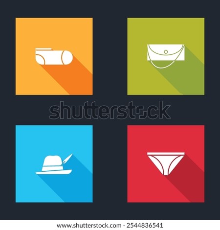 Set Sport socks, Clutch bag, Oktoberfest hat and Men underpants icon. Vector