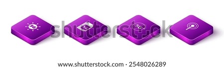 Set Isometric 5G network, Sim Card,  and Antenna icon. Vector