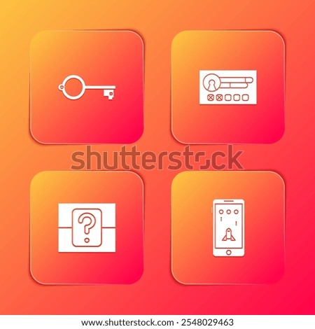 Set Ancient key for game, Create account screen, Mystery random box and Mobile playing in icon. Vector
