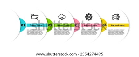 Set line Share folder, Music streaming service, Car sharing and . Business infographic template. Vector