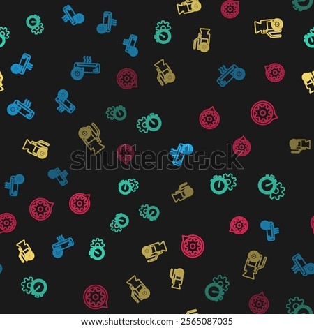 Set line Air conditioner setting, Time management, Video camera and Setting on seamless pattern. Vector