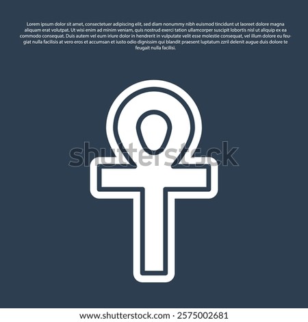 Blue line Cross ankh icon isolated on blue background.  Vector Illustration