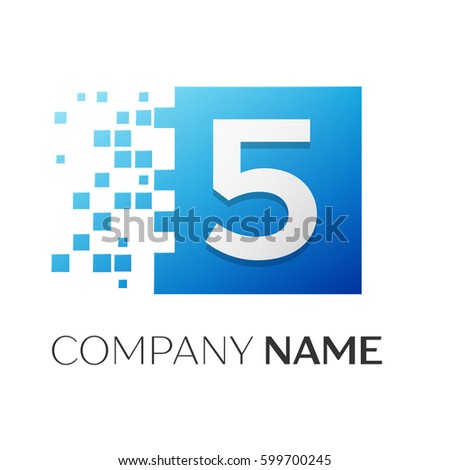 Number five vector logo symbol in the colorful square on white background. Vector template for your design