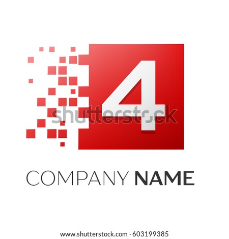 Number four vector logo symbol in the colorful square on white background. Vector template for your design