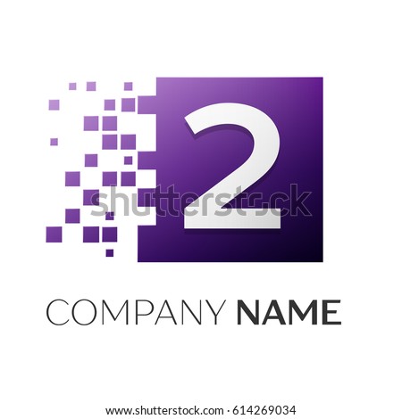 Number two vector logo symbol in the colorful square on white background. Vector template for your design