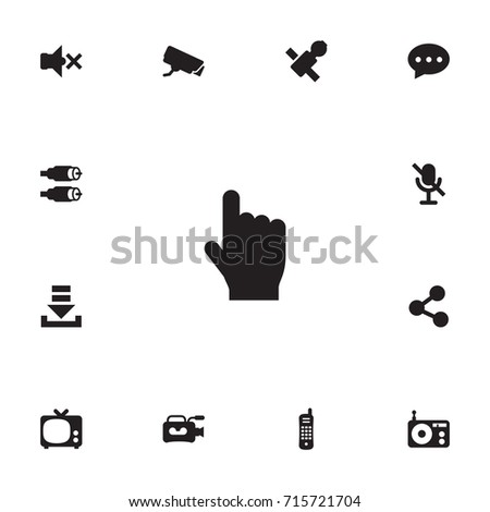 Set Of 13 Media Icons Set.Collection Of Download, Cctv, Sound Off And Other Elements.