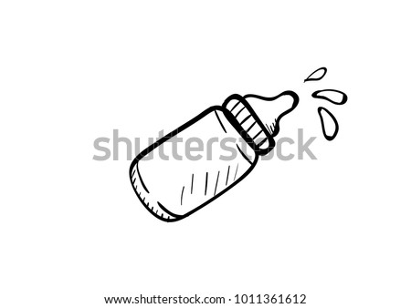 bottle of baby pacifier doodle vector icon