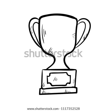 Trophy doodle icon vector 