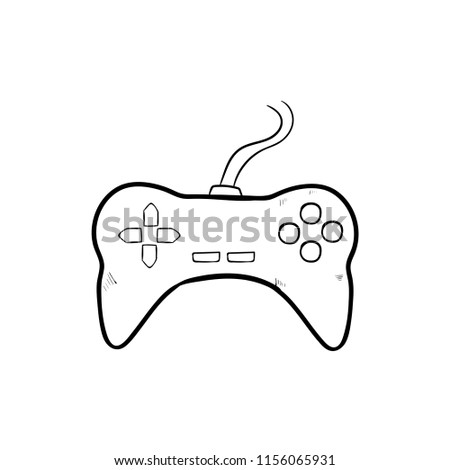 game controller doodle icon vector 