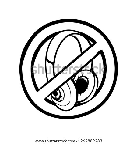 no wearing headphones sign doodle drawing
