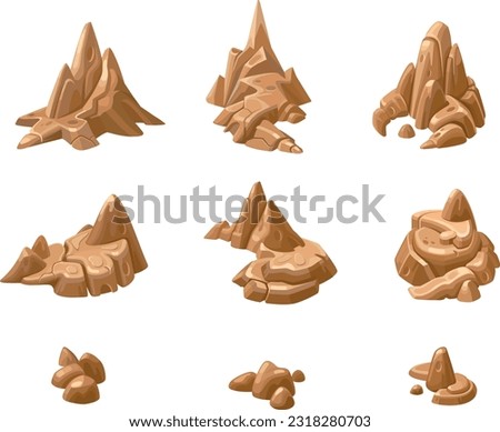 Set of vector mountains. Mountains and rocks isolated on white background.
Rocky Islands and cliffs. 3D play rocks. Game set in isometric. Suitable for use in computer games
