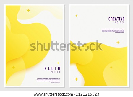 Creative fluid style poster set. dynamic 3D shapes on light background. ideal for party, banner, cover, print, promotion, greeting, ad, web, page, header, landing, social media.