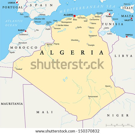 Algeria Political Map - Political Map Of Algeria With The Capital ...