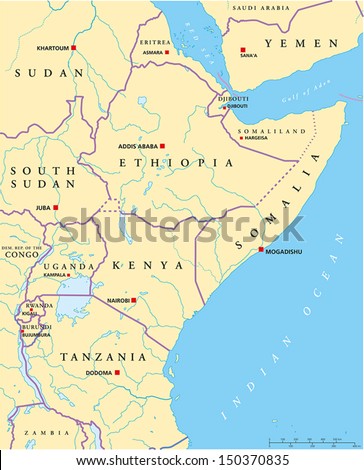 East Africa Political Map - Political Map Of East Africa With Capitals ...