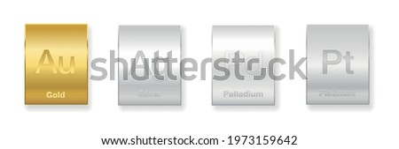 Gold, silver, platinum and palladium bars. Four precious metals, chemical elements with a high economic value. Isolated vector illustration on white background.
