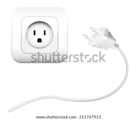 Plug and a socket - NEMA connector to connect electrical equipment. Isolated vector illustration on white background.