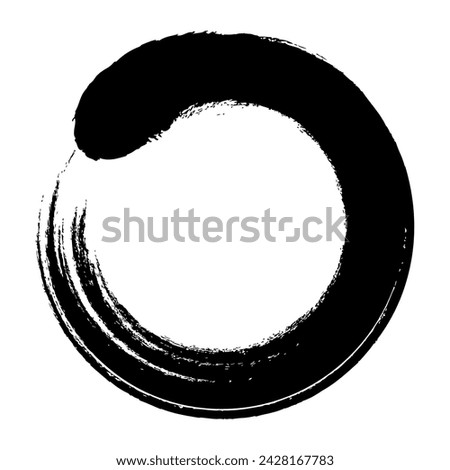 Enso circle, calligraphic Zen symbol. An enso, Japanese for circular form, is a circle, hand-drawn in one uninhibited brushstroke, to express a moment when the mind is free to let the body create.