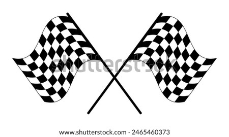 Crossed checkered racing flags. End of session flag displayed at the start and finish line to indicate the officially finished race, and is associated with the winner of the game. Illustration. Vector