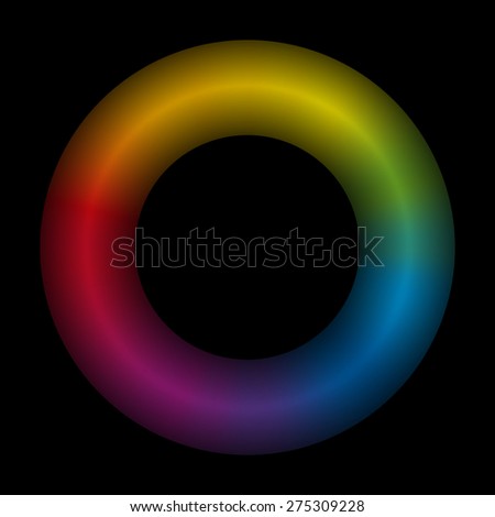 Torus - black background - 3d - rainbow colored - vector illustration.