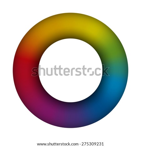 Torus - white background - 3d - rainbow colored - vector illustration.