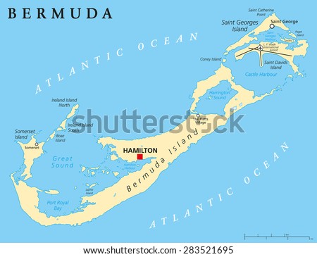 Bermuda Political Map With Capital Hamilton, Also Called The Bermudas ...