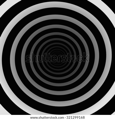 Spiral tunnel black and white, three-dimensional. Vector illustration.