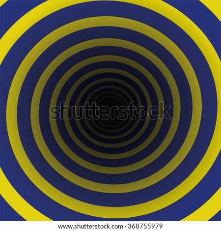 Spiral tunnel blue yellow motion, three-dimensional. Vector illustration.