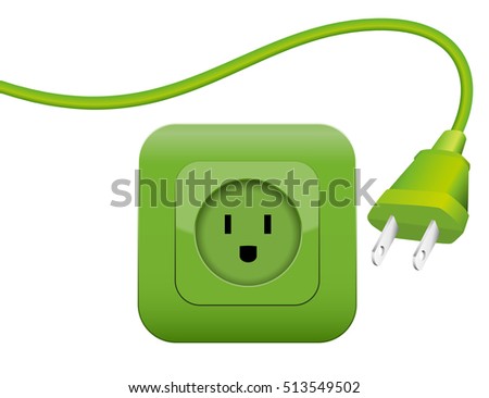 Green plug and socket - clean eco power - green energy - NEMA connector system