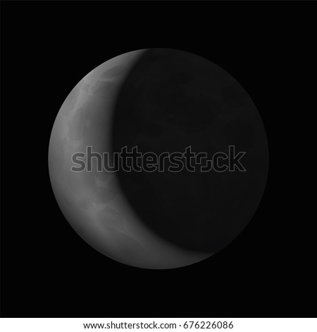 Crescent moon - artistic vector illustration on black background.