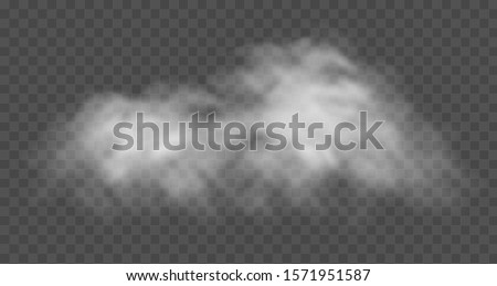 Fog or smoke cloud isolated on transparent background. Realistic smog, haze, mist or cloudiness effect. Realistic vector illustration.