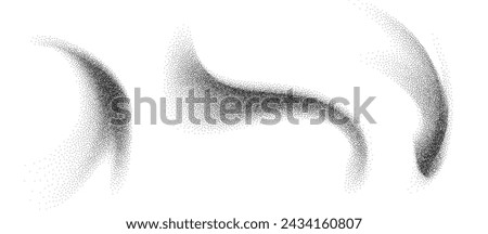 Dotwork abstract shapes, black grain texture, Abstract stipple sand effect, gradient from dots. Vector illustration.