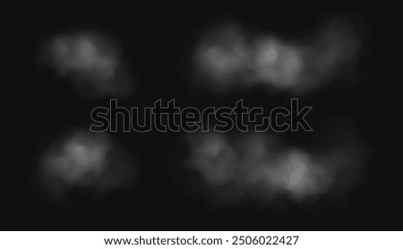 Fog or smoke effect, realistic smog, haze, mist or cloudiness isolated on transparent background. Vector illustration.