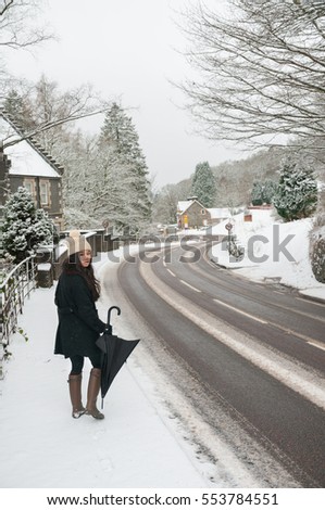 Image, Stock Photo Woman behind umbrella ahead