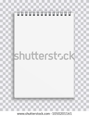 Vector realistic blank notebook isolated on transparent background